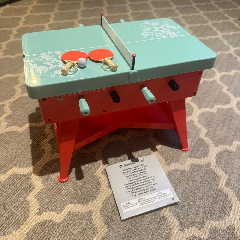 American Girl 18” Doll 3 in 1 Game Night Table Foosball Ping Pong Air Hockey